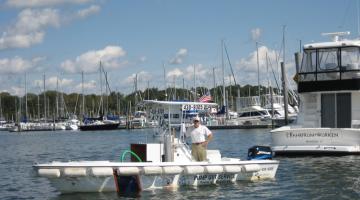 Pump out boat-Branford river project "clean water act"